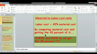 how to use the material to labor cost ratio(70/30)