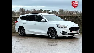 2019 - Ford Focus ST Line X 2.0 EcoBlue - Frozen White with 18” Graphite Alloys - Walkround Video