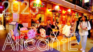 Alicante Old Town Bars & Restaurants January 2023 Spain Walking 4K
