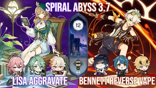 『4k UHD』C2 Lisa Aggravate and C6 Bennett Reverse Vaporize - Genshin Impact Abyss Version 3.7