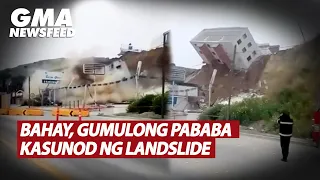 Bahay, gumulong pababa kasunod ng landslide | GMA News Feed