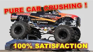 Monster Truck Big Foot Car Crushing Oddly Satisfying Very Satisfactory Car Wreck Press Total Destroy