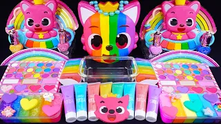 Pinkfong Rainbow Slime Mixing Random Cute, shiny things into slime #ASMR #Satisfying #slimevideos