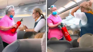 Air Hostess Tells Karen To Calm Down, Then Gets Sprayed...