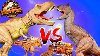 Tyrannosaurus Rex vs Carnotaurus | Jurassic World Camp Cretaceous Dinosaur Toy Unboxing