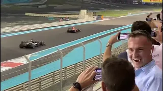 Live from stands Max Verstappen overtake on Lewis Hamilton F1 Abu Dhabi Yas Marina