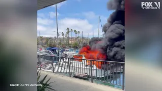 Boat goes up in flames in Dana Point Harbor