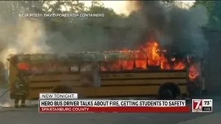 “God blessed us. He got us out,” says hero bus driver after fire