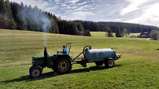 Lanz Bulldog D2816 Gülle fahren | Lanz Model H manure spreading