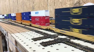 Triple stack CSX train with Ho Scale.
