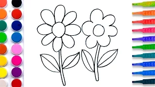 Flowers Coloring Pages Salt Painting | Fun Art Learning Colors Video