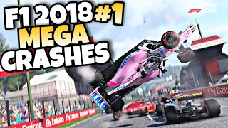 F1 2018 MEGA CRASHES #1