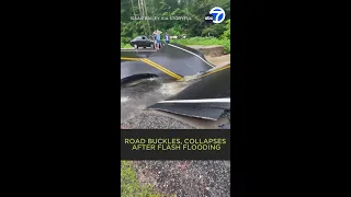 New Hampshire road buckles, collapses after flash flooding