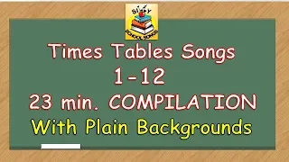 Times Tables Songs 1-12 for Kids (w/ Plain Backgrounds) | 23 Min. COMPILATION! | Silly School Songs