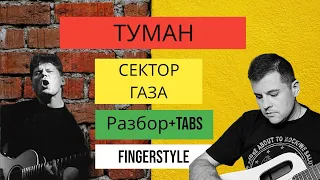 ТУМАН - СЕКТОР ГАЗА - ПРОСТОЙ РАЗБОР на ГИТАРЕ [fingerstyle+tabs]