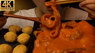 ASMR Giant Tteokbokki Spicy Rice Cakes W/ Glass Noodles Cheese No Talking Eating Sounds (吃播-먹방) 4K