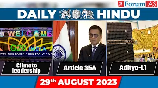 Daily Hindu News Analysis | 29 August 2023 | Daily Hindu UPSC Current Affairs | Forum IAS
