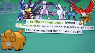 THIS IS WHY YOU DON'T LAUGH AT BIDOOF...EPIC POKEMON SHOWDOWN SWEEP