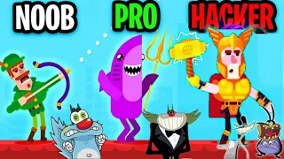 Noob vs PRO vs Hacker In Bowmasters  | Oggy & The Cockroaches