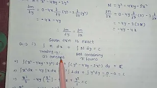 (x^2-4xy-2y^2)dx+(y^2-4xy-2x^2)dy=0 ||Exact differential equation ||#exactdifferentialequation