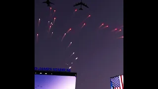 View from the Buccaneers sideline as the fighter jets fly over Raymond James Stadium Super Bowl 55