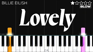 Billie Eilish x Khalid - Lovely | SLOW EASY Piano Tutorial
