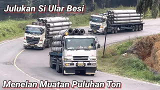 Truk Trailer Julukan Si Ular Besi Menelan Muatan Puluhan Ton Di Bukit Kodok