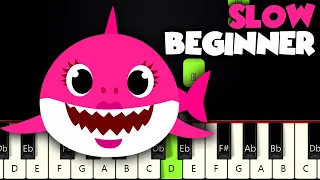 Baby Shark Song | SLOW BEGINNER PIANO TUTORIAL + SHEET MUSIC by Betacustic