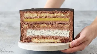 Chocolate cheesecake cake / Chiffon biscuit / Lemon confit / Poppy seed cheesecake