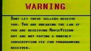 MovieVision pay channel piracy warning and movie intro 1982