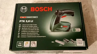 Unpacking and charging the Bosch PTK 3.6LI stapler