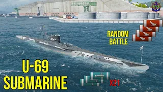 U-69 SUBMARINE Tier VI -💥 Random battle💥 - World of Warships
