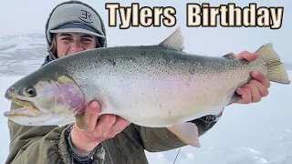 NONSTOP ACTION - Ice Fishing for MONSTER TROUT using JAW JACKERS and ICE FIRE JIGS