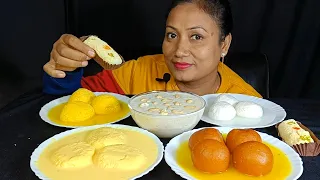 Asmr Eating Rasmalai, Kheer, Gulab Jamun, Rasgulla, Rajbhog, Dry Chamcham, Sweet Eating, Eating Asmr