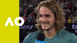 Stefanos Tsitsipas on-court interview after defeating Roger Federer | Australian Open 2019