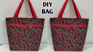 DIY Zippered Tote Bag Making at Home | Easy Sewing Tutorial | Shopping bag | Cloth bag making | Bags