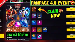 CLAIM FREE REWARDS | FREE FIRE RAMPAGE 4.0 EVENT | FREE FIRE NEW EVENT | RAMPAGE 4.0 EVENT DATE🎉