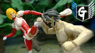 Attack on titan stop motion- Titan Eren vs Female Titan 進撃の巨人-エレン 巨人 VS 女型の巨人