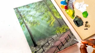 The most beautful day in the forest / Acrylic painting for beginners. #Dailychallenge_09