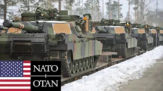 U.S. Army, NATO. Powerful M1A2 Abrams tanks and armored vehicles in Latvia.