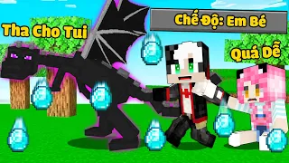 MỀU THỬ THÁCH 24 GIỜ SINH TỒN MINECRAFT CHẾ ĐỘ SIÊU DỄ*1 NGÀY REDHOOD LÀM EM BÉ SỐNG TRONG MINECRAFT