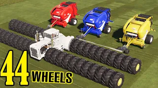 LORD OF WHEELS! ULTRA BIG HAY BALING with +44 WHEELS BIG BUD! AMAZING TRANSPORT AND SELLING! FS19