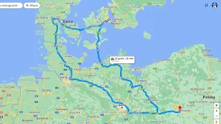 Overview of the road from Poland through Germany to Denmark (Legoland + Copenhagen)