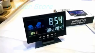 Desktop Clock Calendar  LED Colors Screen With Humidity - Temperature & Alarm