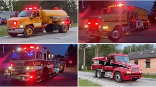 Slinger Fire Department WI, 5th Alarm Level Pallet Factory Fire Response + Tanker Shuttle