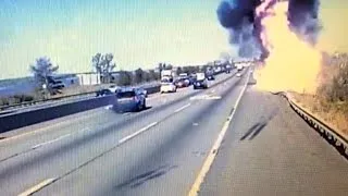 Truck Driver Dies in Fiery Crash Trying To Avoid Falling Mattress