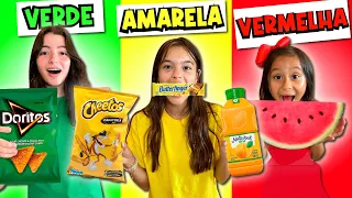 Comendo Só Comida VERDE, AMARELA e VERMELHA Por Um dia Inteiro! 🟢🟡🔴