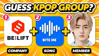 GUESS THE KPOP GROUP WITH 3 CLUES (COMPANY + SONG + MEMBER) 👩 ANSWER - KPOP QUIZ 🎮