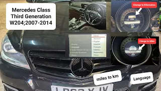 how to change miles to km and language on Mercedes C Class w204 #mercedesclub