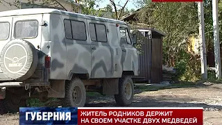 ДВУХ МЕДВЕДЕЙ НА СВОЕМ УЧАСТКЕ ДЕРЖИТ ЖИТЕЛЬ РОДНИКОВ